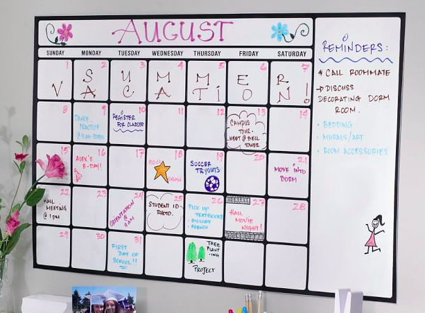 dry erase calendar board
