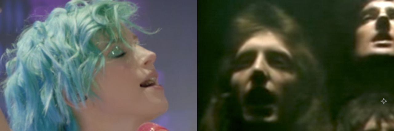 on left, paramore, on right, queen