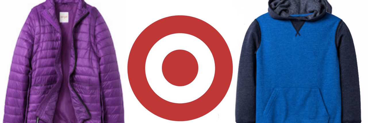 Target Introduces Adaptive Clothing for Children with Disabilities Photo of target logo and a purple jacket and blue sweatshirt