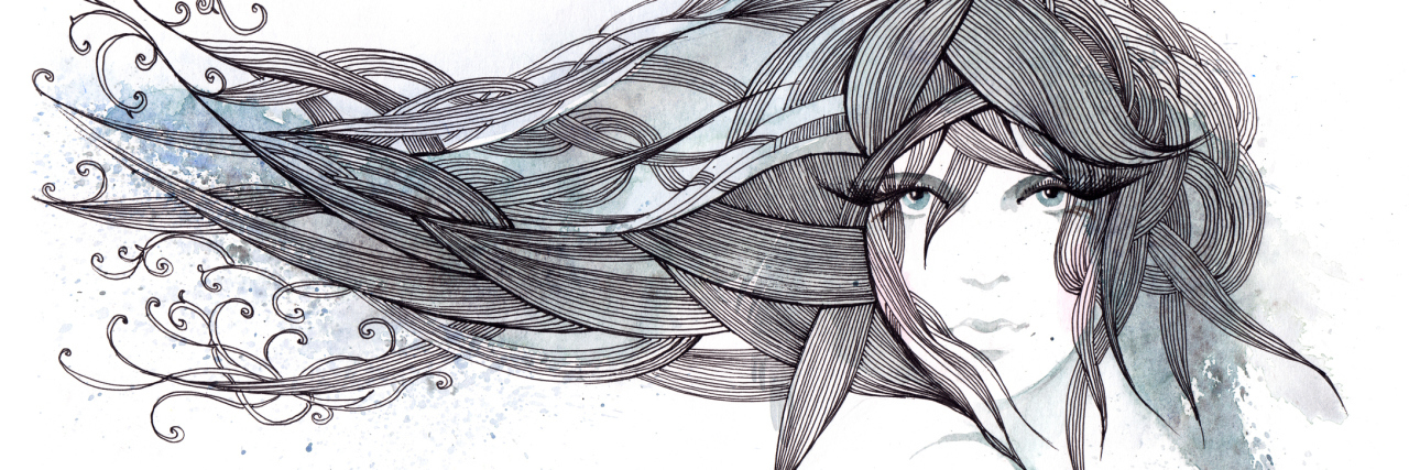 Borderline Personality Disorder and 'Emotional Dissociation' beautiful graphic hair in the wind (Cbm painting)