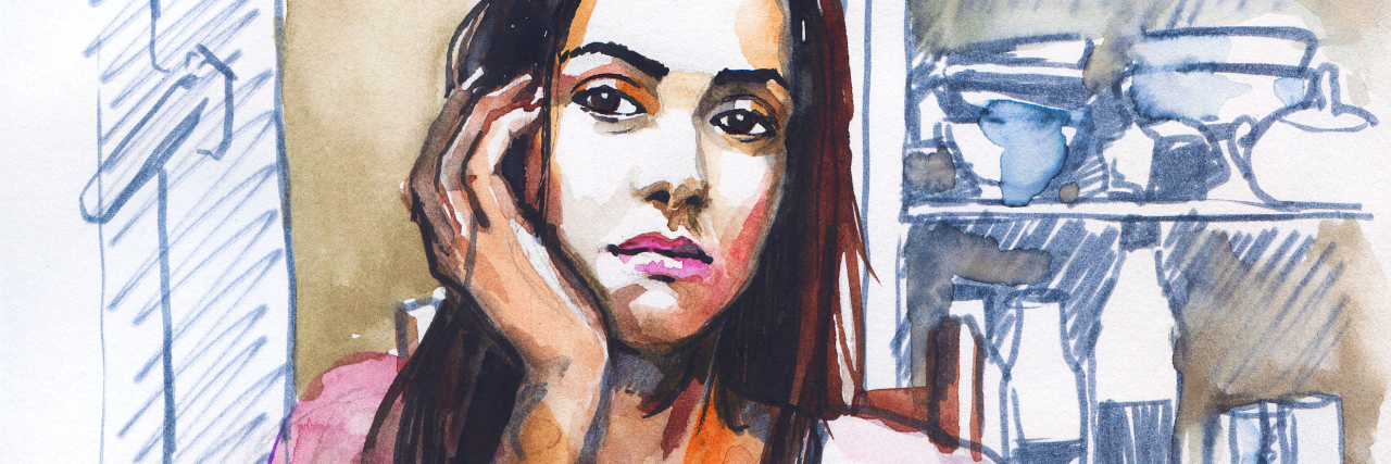 Asking If I Go to the Gym Causes Me Anxiety About My Eating Disorder Young girl is bored alone in her kitchen