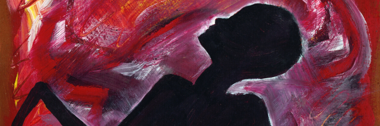 Sexual Assault, Disability and Mental Illness: #MeToo Abstract colorful painting of woman's silhouette on red artistic background