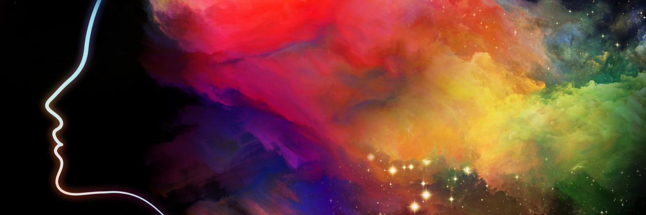 What Others Should Know About My Life With Chronic Pain abstract outline of woman's head with colorful clouds around it