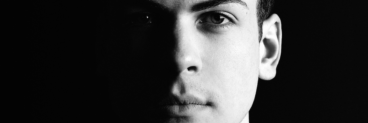 Men, Talk About Your Mental Health black and white portrait of a man