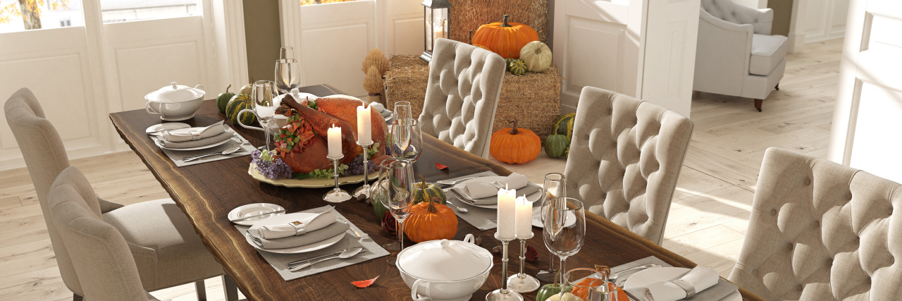 table set for thanksgiving dinner