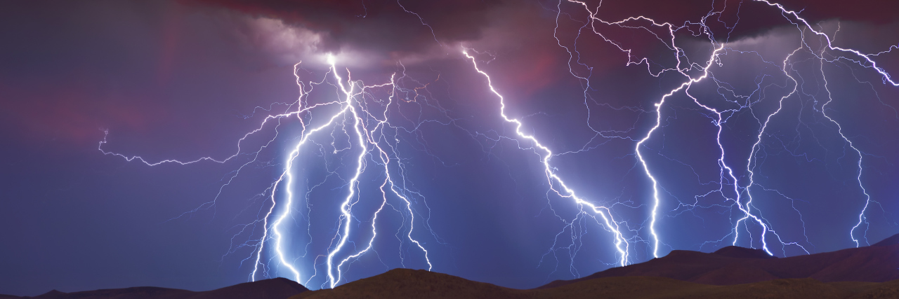 How Epilepsy Is Like a Thunderstorm Thunderstorm with multiple lightning strikes.