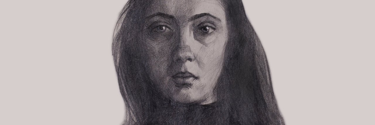 Please Don't Call Me a 'Cutter' Pencil self-portrait of a young girl on a light background
