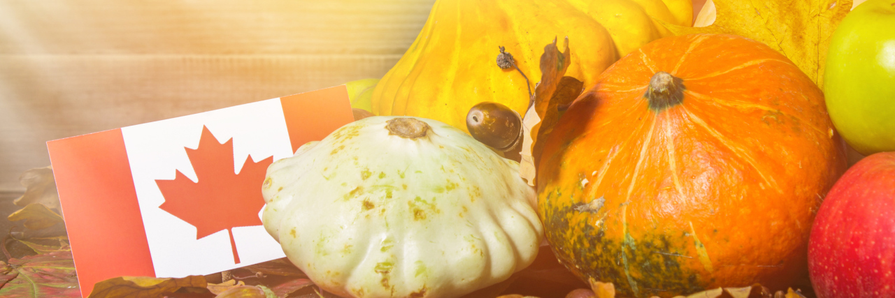 What I'm Grateful for in Life With Ulcerative Colitis pumpkins next to canadian flag
