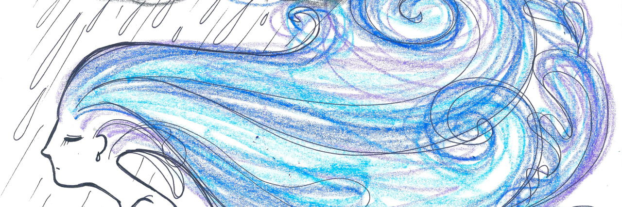 How the Seasons and the Weather Affect My Depression illustration of woman with rain clouds for hair