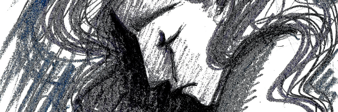 What It’s Like to Live With Thyroid Disease sketch of a woman with long hair looking down