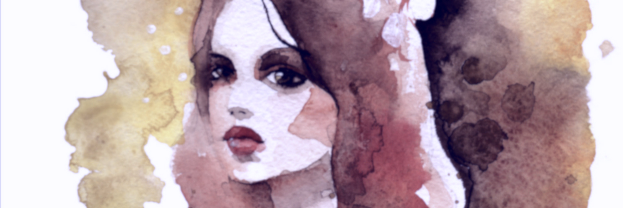 Struggling With Depression and Anxiety Due to Crohn's Disease watercolor painting of a girl with a flower in her hair