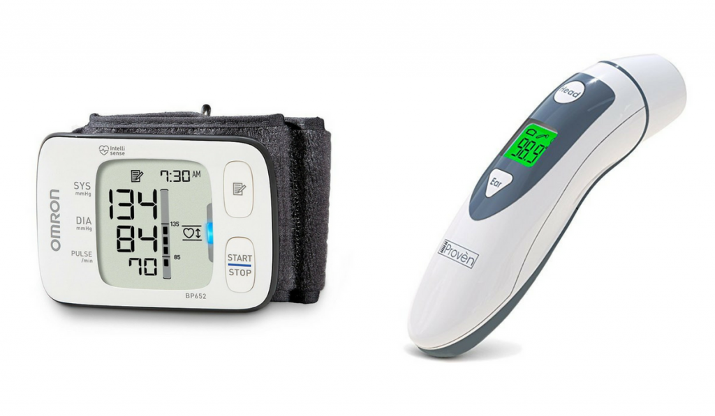 blood pressure cuff and thermometer