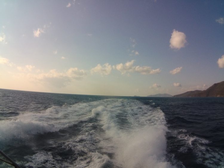 sea and sky off the back of the boat in austrailia