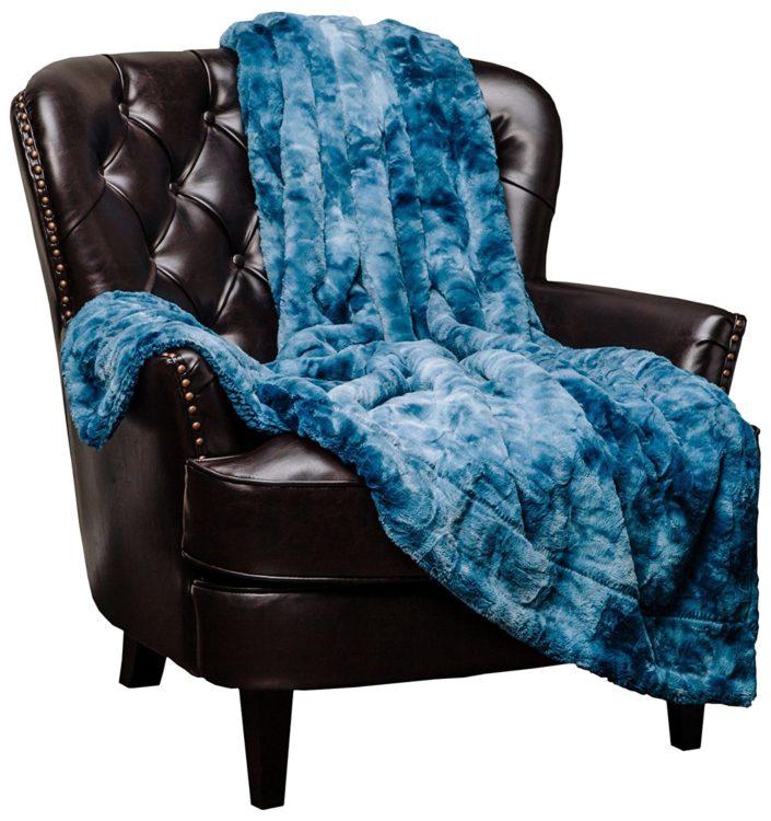 Gift for a bedbound person with chronic illness -- fuzzy blue throw blanket