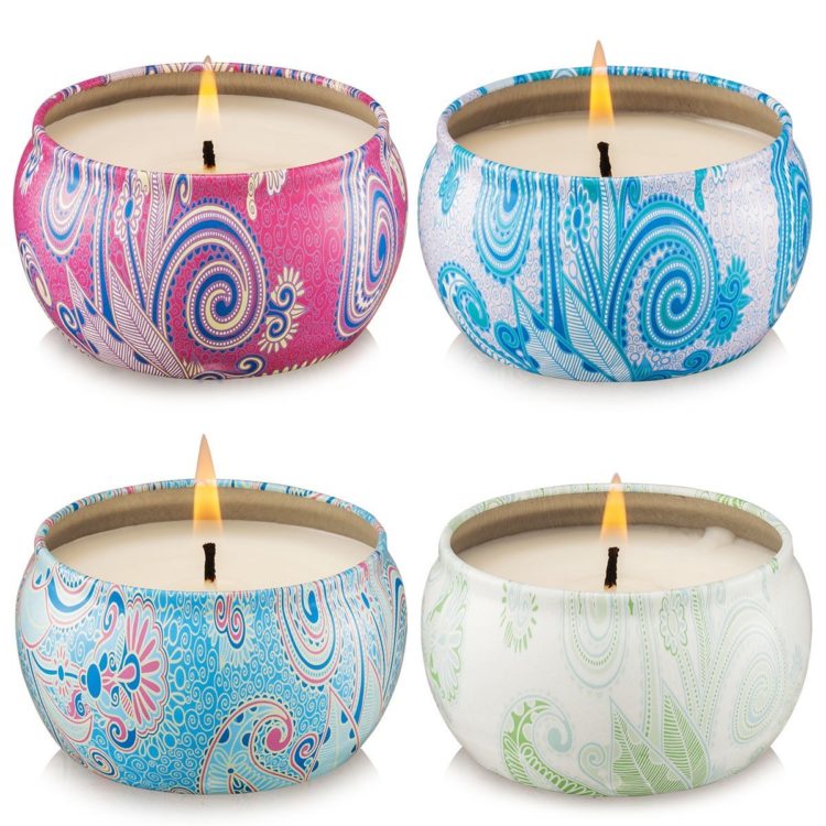 four colorful candles