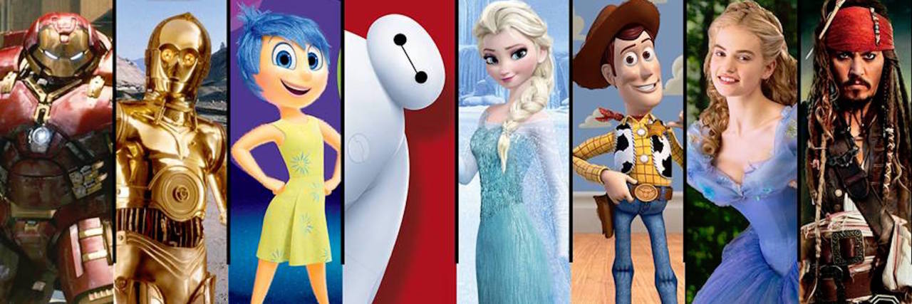 disney characters from different disney movie stand together