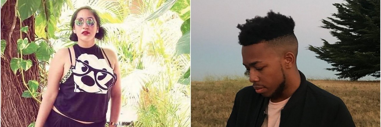 #InvisiblyDisabledLooksLike Shows Truth of Invisible Disability split screen photo of woman and man, both in nature and not with any visible disabilities