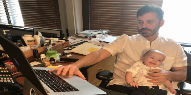 Jimmy Kimmel sitting with son Billy