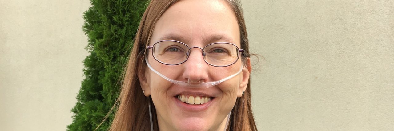 11 Things You Should Know About Supplemental Oxygen Mary wearing her supplemental oxygen.