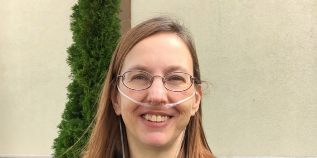 11 Things You Should Know About Supplemental Oxygen Mary wearing her supplemental oxygen.