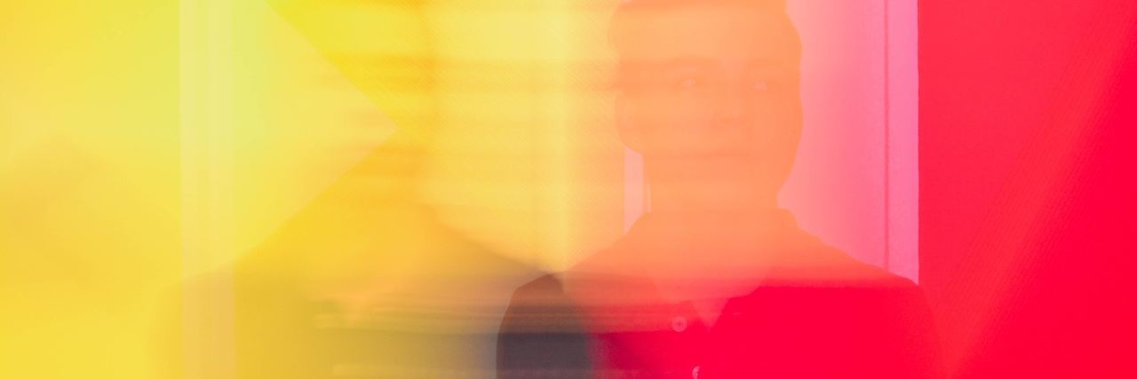 Understanding Childhood Triggers Help Me Set Boundaries double exposure of man with color blocks behind him
