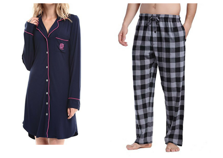 women's nightgown and men's pajama pants