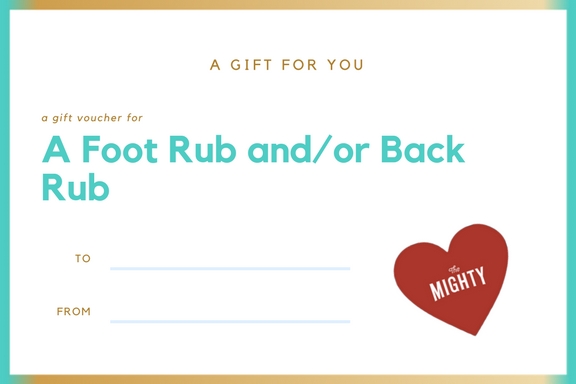 coupon for a foot rub and/or back rub