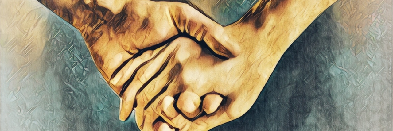 The Dangers of Experiencing Brain Fog Due to ME/CFS painting of two people holding hands