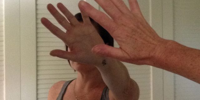 Dealing With the Physical Aftermath of Breast Cancer Treatment Betsy Hnath bathroom mirror photo