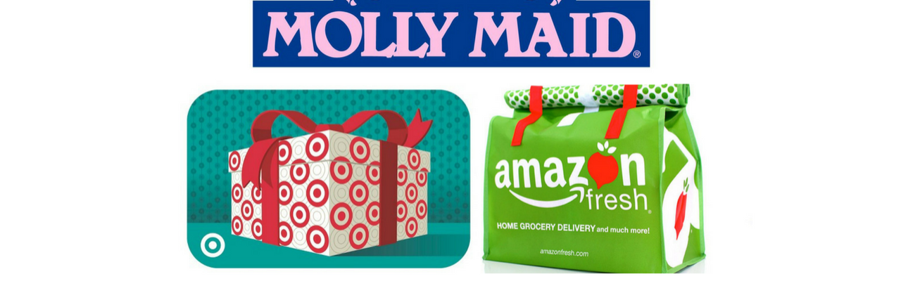 Molly Maids, Target Gift Card and Amazon Fresh bag