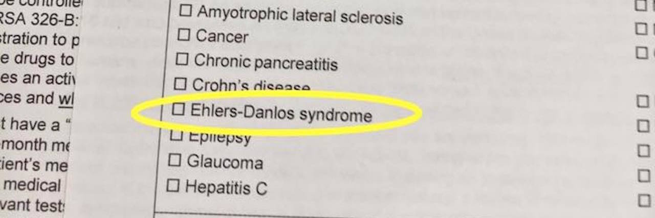 ehlers-danlos syndrome on the list of conditions allowed to receive therapeutic cannabis