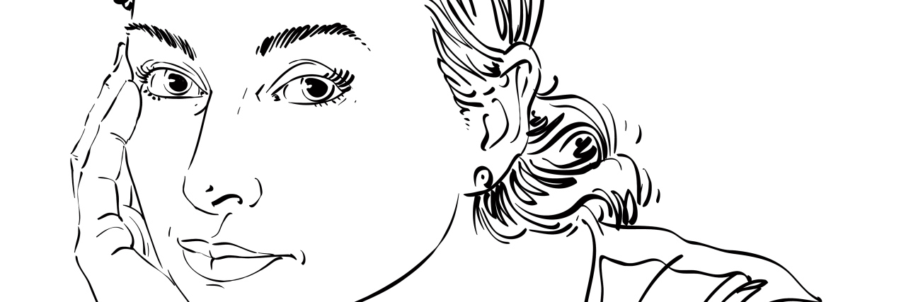 The Reality of Why I Do Not Shop on Black Friday Vector art drawing, portrait of sad and depressed woman, thinking