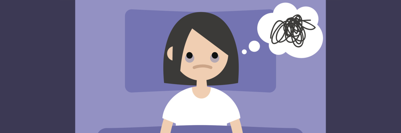 The Struggles of Insomnia When You Have Chronic Illnesses illustration of woman lying awake in bed