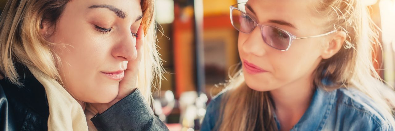 To the Friends Who Don't Give Up on Me When I Give Up on Myself Sad young woman with friend