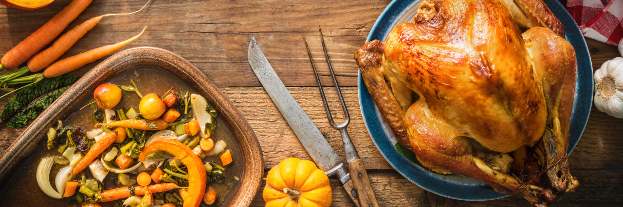 PlanksGiving 2017: Why I'm Planking for Mental Health For Thanksgiving thanksgiving dinner turkey on wooden plank table