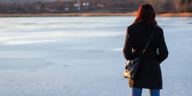 Girl on the frozen lake.