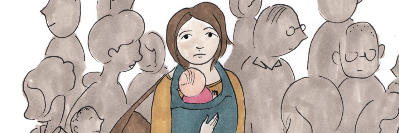 Why Women Are Afraid to Talk About Postpartum Disorders illustration of woman with postpartum disorder