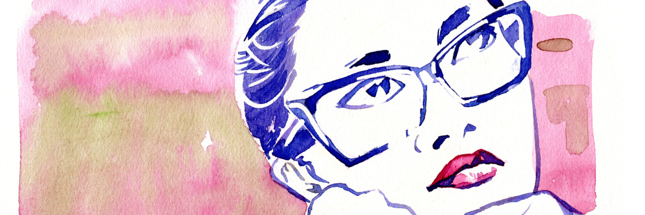 In the Wake of October, From Someone With Metastatic Breast Cancer Watercolor of Glasses Girl