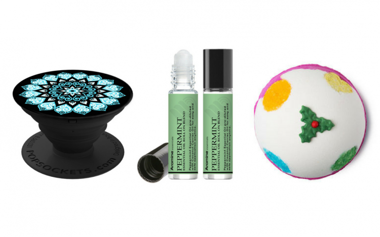 Low-cost holiday gifts for a person with a disability can include a popsocket, peppermint essential oil roll on stick, lush bath bomb and more.
