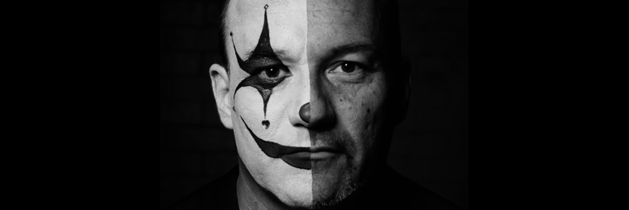 To Be a Father and Bipolar at the Same Time The author, half of his face painted like a clown