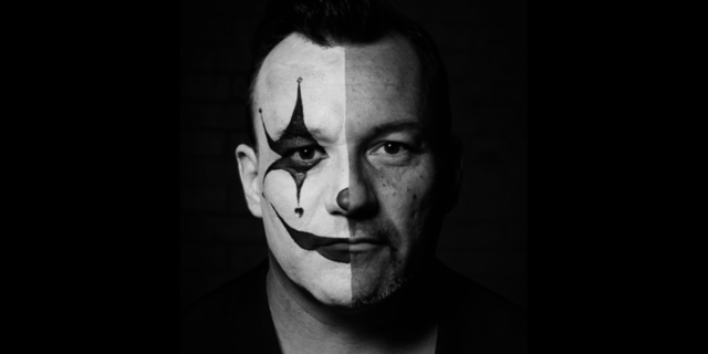 To Be a Father and Bipolar at the Same Time The author, half of his face painted like a clown