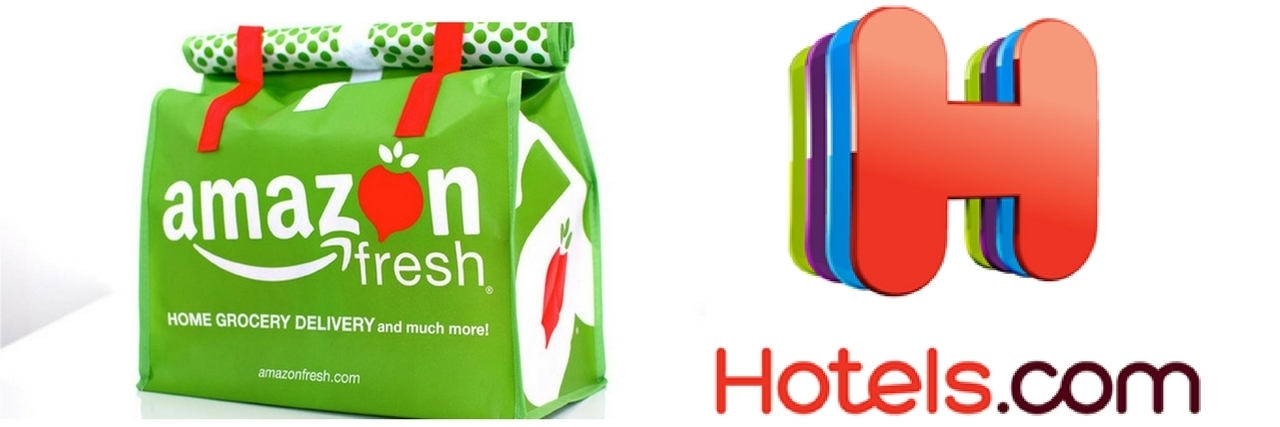 amazon fresh bag and hotels.com logo