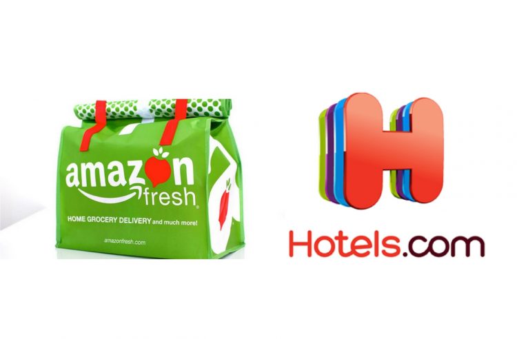 amazon fresh bag and hotels.com logo