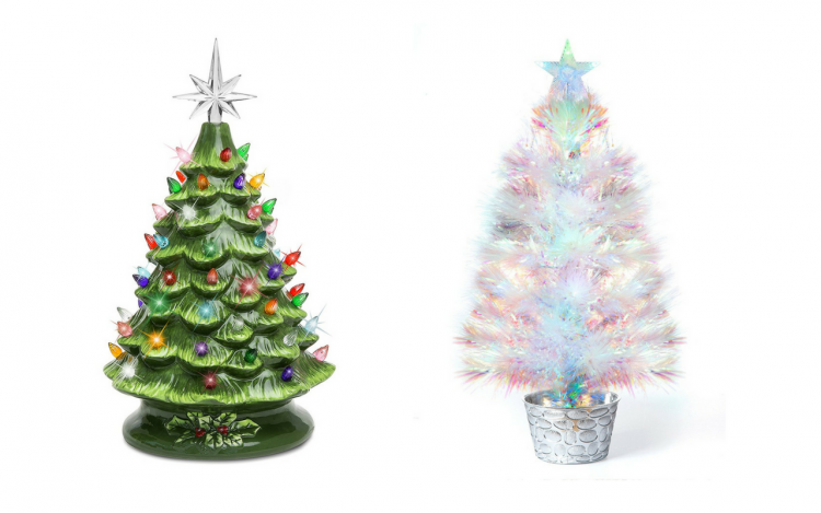 ceramic light-up tree and fiber optic tree