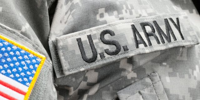 Army logo on military jacket
