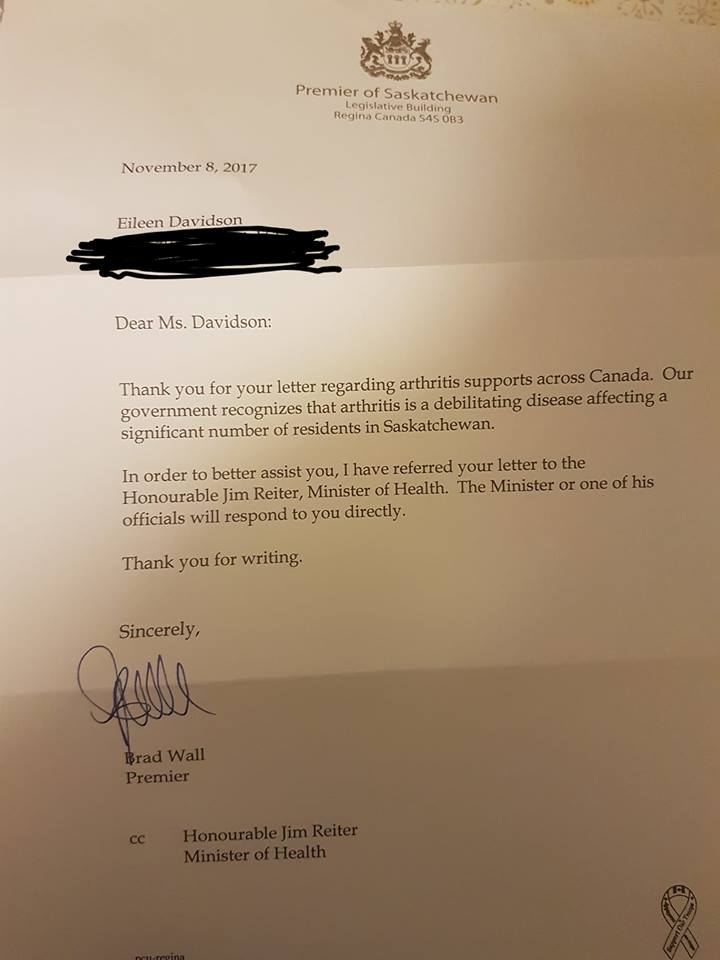 A response to her letter.