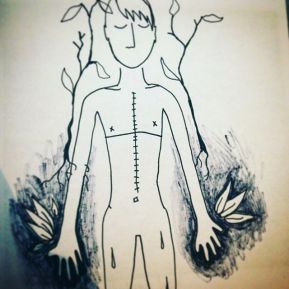 drawing of a man's body