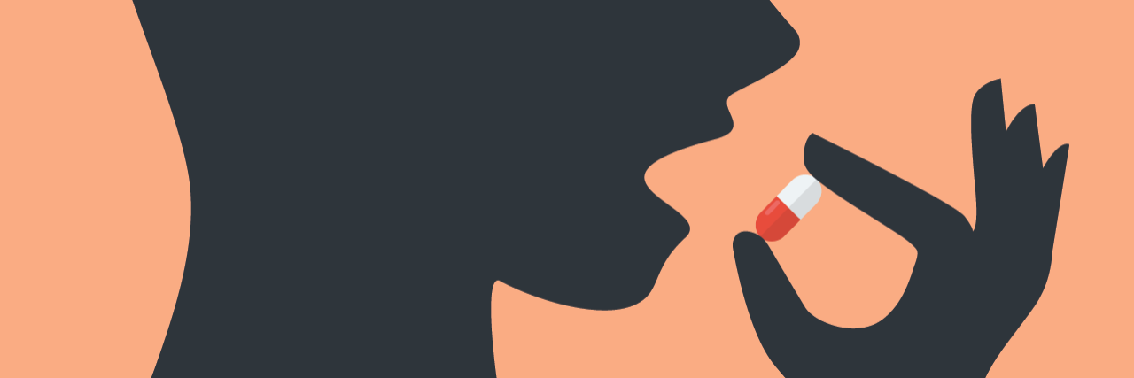 Why My Psychiatrist Is More Important Than My Antidepressants illustration of woman's silhouette taking medication