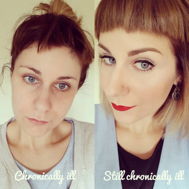 woman without makeup and woman with makeup