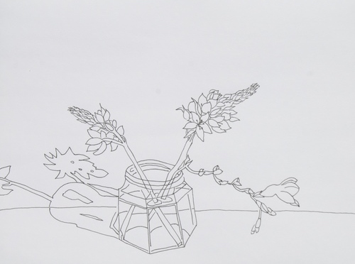 sketch of a vase of flowers